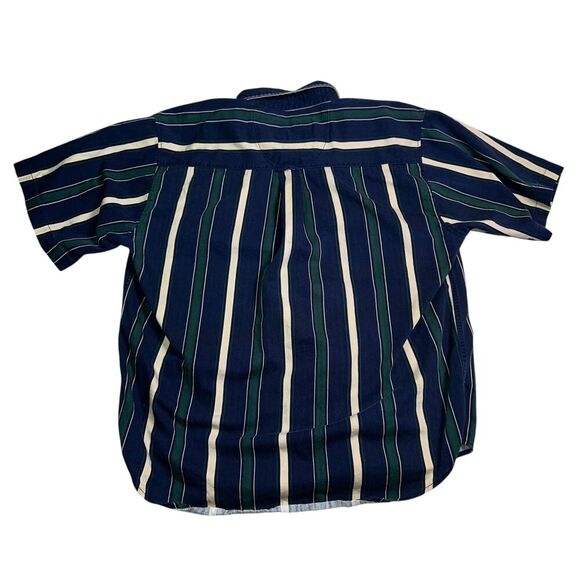 Vtg Men’s 90’s Coliseum Striped Button Down Shirt Size XL 100% Cotton Blue Green - Picture 4 of 11